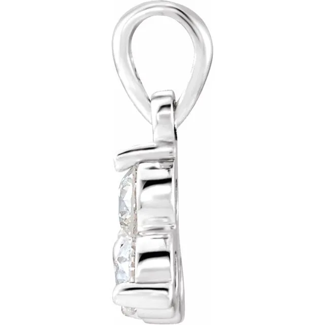 14K White Gold 58 CTW Natural Diamond ThreeStone Pendant TreasureFineJewelers Necklaces