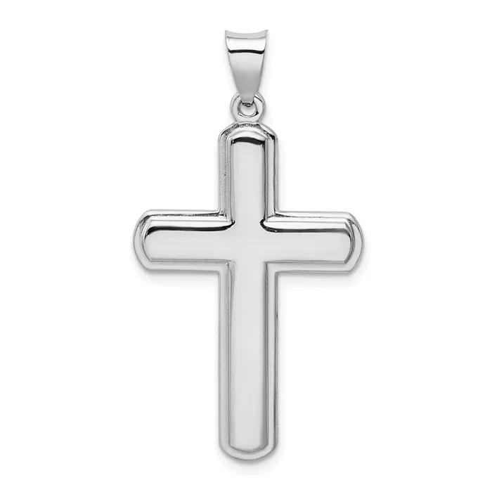 Necklaces TreasureFineJewelers Sterling Silver Rhodiumplated Polished Cross Pendant Necklaces TreasureFineJewelers Sterling Silver Rhodiumplated Polished Cross Pendant