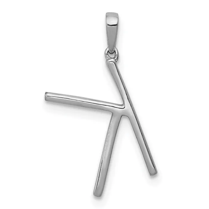 TreasureFineJewelers 14K White Gold Diamond Letter K Initial Pendant Necklaces