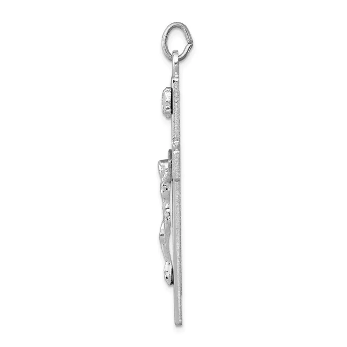 TreasureFineJewelers Necklaces Sterling Silver Rhodium Plated Crucifix Pendant