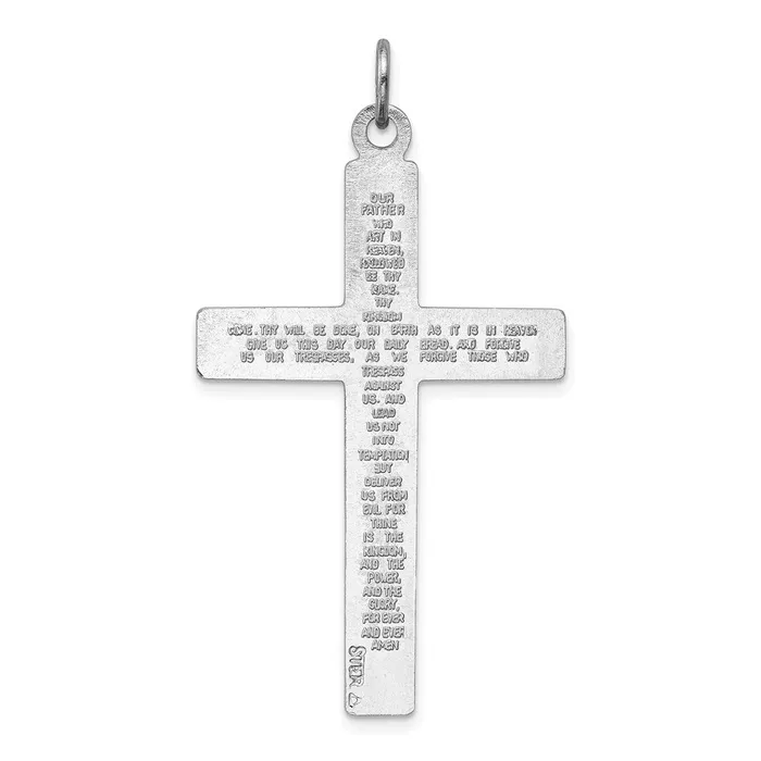 TreasureFineJewelers Necklaces Sterling Silver Rhodium Plated Crucifix Pendant