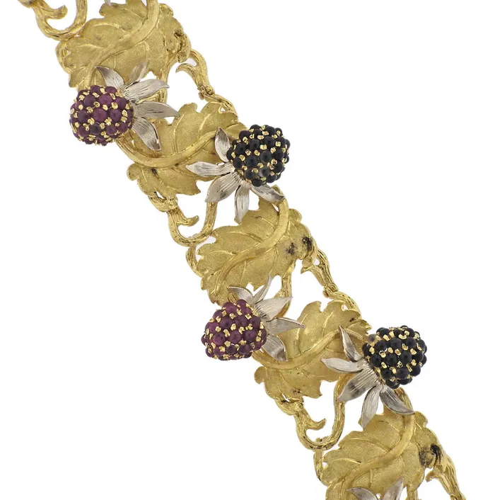 Bracelets Buccellati Buccellati Ruby Sapphire Berry Gold Leaf Bracelet
