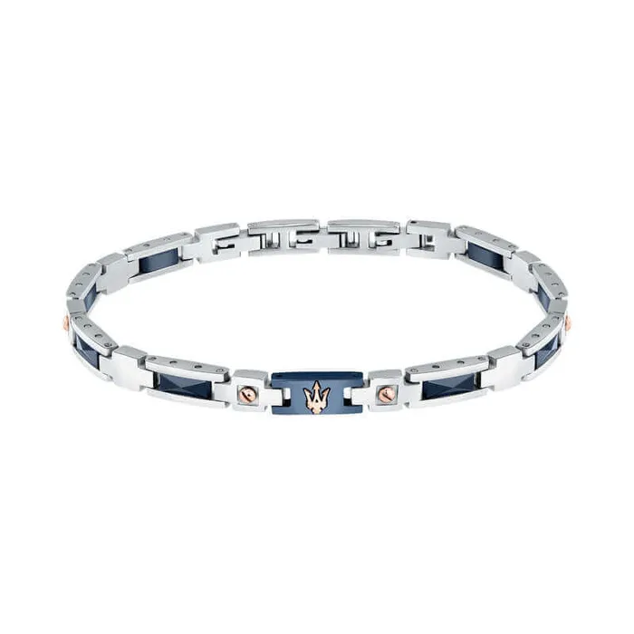 Bracelets Maserati Maserati Mens Bracelet Ceramic in Silver Blue and Rose Gold Steel Bracelets Maserati Maserati Mens Bracelet Ceramic in Silver Blue and Rose Gold Steel