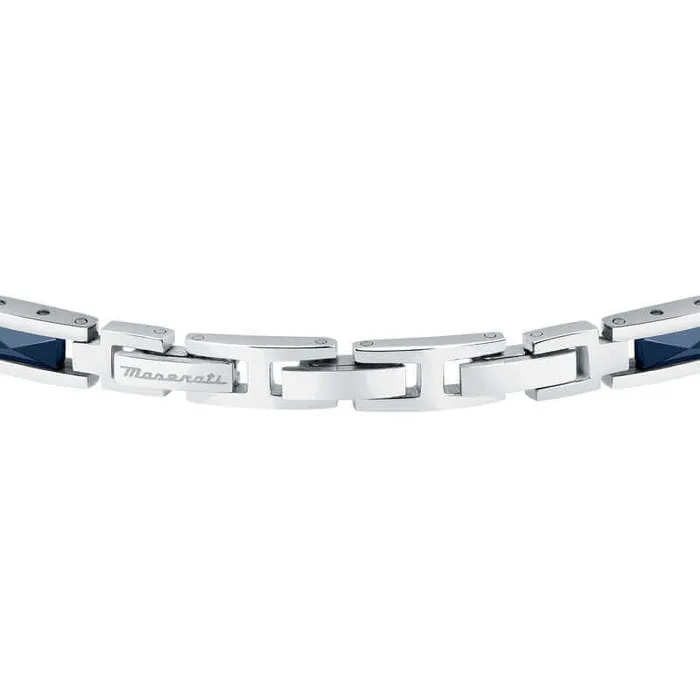 Bracelets Maserati Maserati Mens Bracelet Ceramic in Silver Blue and Rose Gold Steel