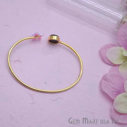 Black Onyx Opal Adjustable Interlock Gold Plated Stacking Bangle Bracelet GemMartUSA Bracelets