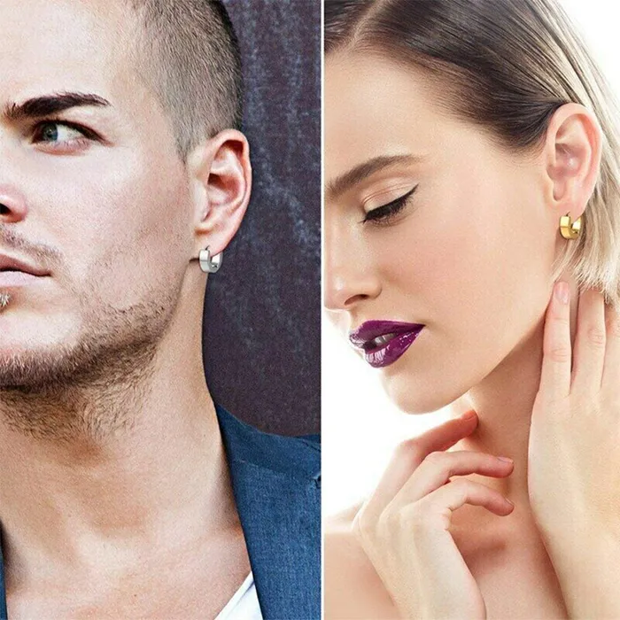 Earrings SWEET T 52 Cool Men and Womens Unisex Stainless Steel Stud Earrings In Blue Black Gold Silver 1 Pair Earrings