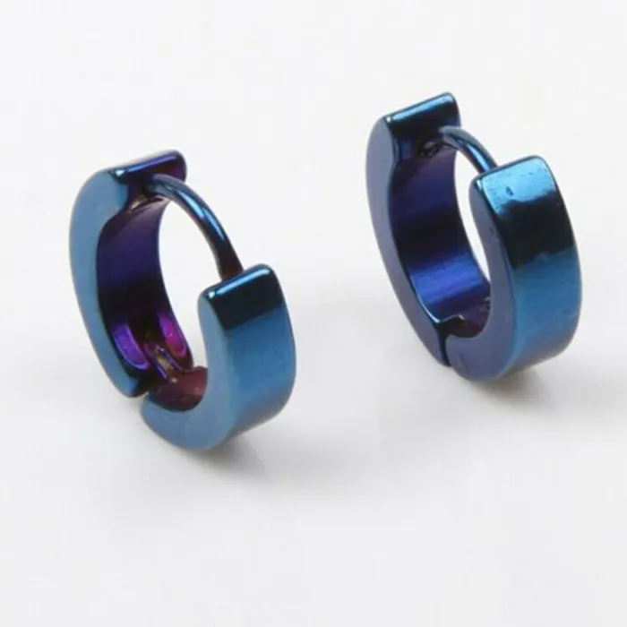 Earrings SWEET T 52 Cool Men and Womens Unisex Stainless Steel Stud Earrings In Blue Black Gold Silver 1 Pair Earrings