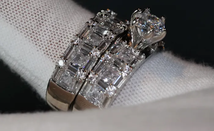 Engagement Ring Womens Wedding Ring Set Engagement Ring Set Wedding Ring Baguette Wedding Ring Womens Big Wedding Ring Lab Diamonds London Rings