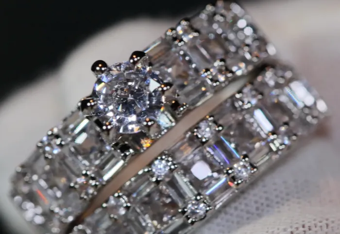 Engagement Ring Womens Wedding Ring Set Engagement Ring Set Wedding Ring Baguette Wedding Ring Womens Big Wedding Ring Lab Diamonds London Rings