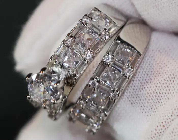 Engagement Ring Womens Wedding Ring Set Engagement Ring Set Wedding Ring Baguette Wedding Ring Womens Big Wedding Ring Lab Diamonds London Rings