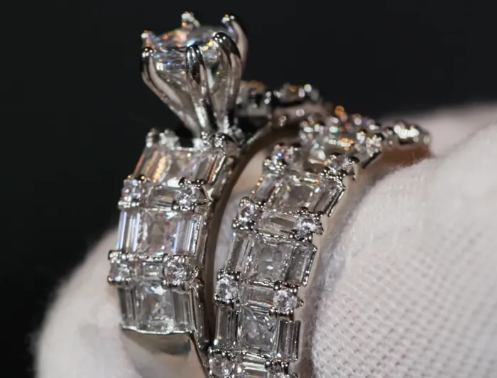 Engagement Ring Womens Wedding Ring Set Engagement Ring Set Wedding Ring Baguette Wedding Ring Womens Big Wedding Ring Lab Diamonds London Rings
