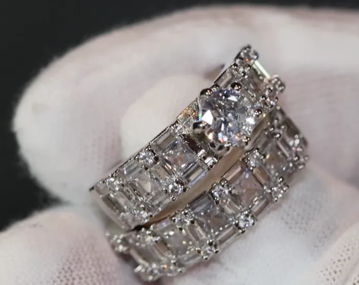 Engagement Ring Womens Wedding Ring Set Engagement Ring Set Wedding Ring Baguette Wedding Ring Womens Big Wedding Ring Lab Diamonds London Rings