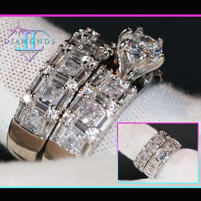 Engagement Ring Womens Wedding Ring Set Engagement Ring Set Wedding Ring Baguette Wedding Ring Womens Big Wedding Ring Lab Diamonds London Rings