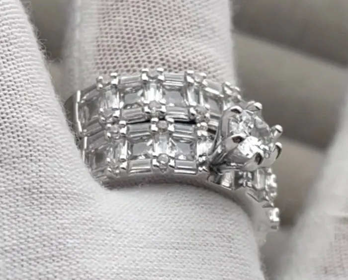 Engagement Ring Womens Wedding Ring Set Engagement Ring Set Wedding Ring Baguette Wedding Ring Womens Big Wedding Ring Lab Diamonds London Rings