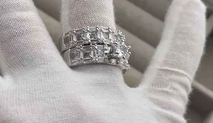 Engagement Ring Womens Wedding Ring Set Engagement Ring Set Wedding Ring Baguette Wedding Ring Womens Big Wedding Ring Lab Diamonds London Rings