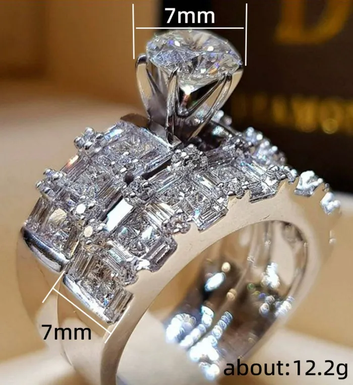 Engagement Ring Womens Wedding Ring Set Engagement Ring Set Wedding Ring Baguette Wedding Ring Womens Big Wedding Ring Lab Diamonds London Rings