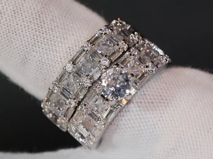 Engagement Ring Womens Wedding Ring Set Engagement Ring Set Wedding Ring Baguette Wedding Ring Womens Big Wedding Ring Lab Diamonds London Rings
