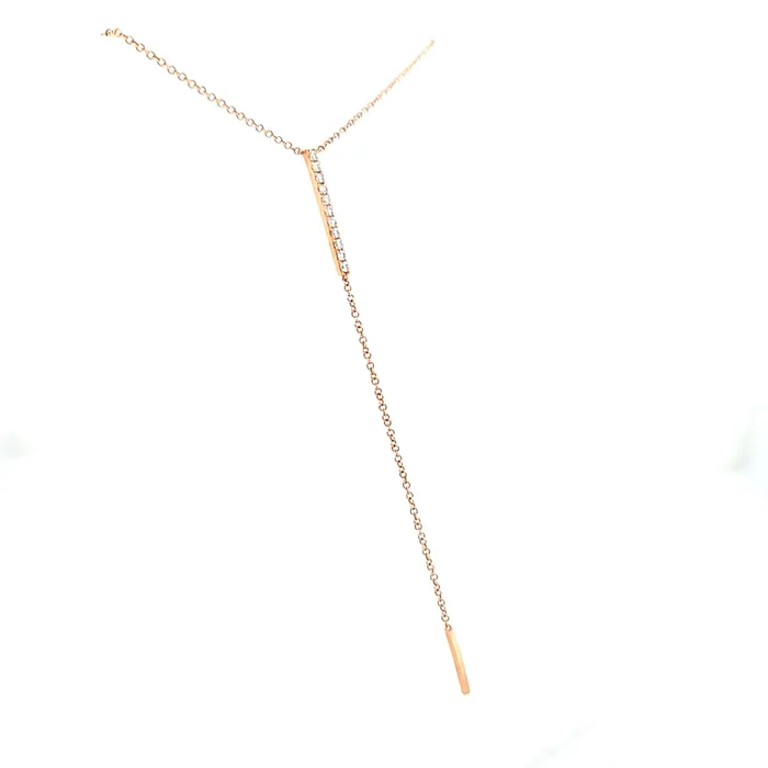 Necklaces Bassali 14k Rose Gold Diamond Y Necklace I6482