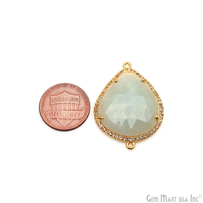 PreStyled Sets GemmartUSA Sapphire Pave Cubic Zirconia 34x26mm Double Bail Gold Vermeil Gemstone Connector