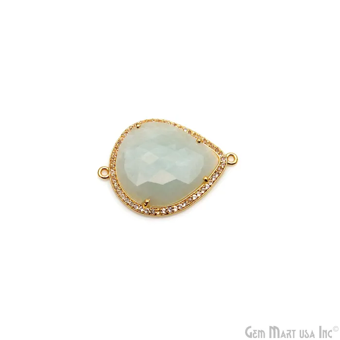 PreStyled Sets GemmartUSA Sapphire Pave Cubic Zirconia 34x26mm Double Bail Gold Vermeil Gemstone Connector