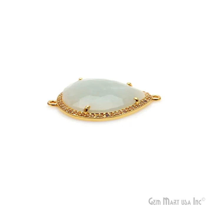 PreStyled Sets GemmartUSA Sapphire Pave Cubic Zirconia 34x26mm Double Bail Gold Vermeil Gemstone Connector