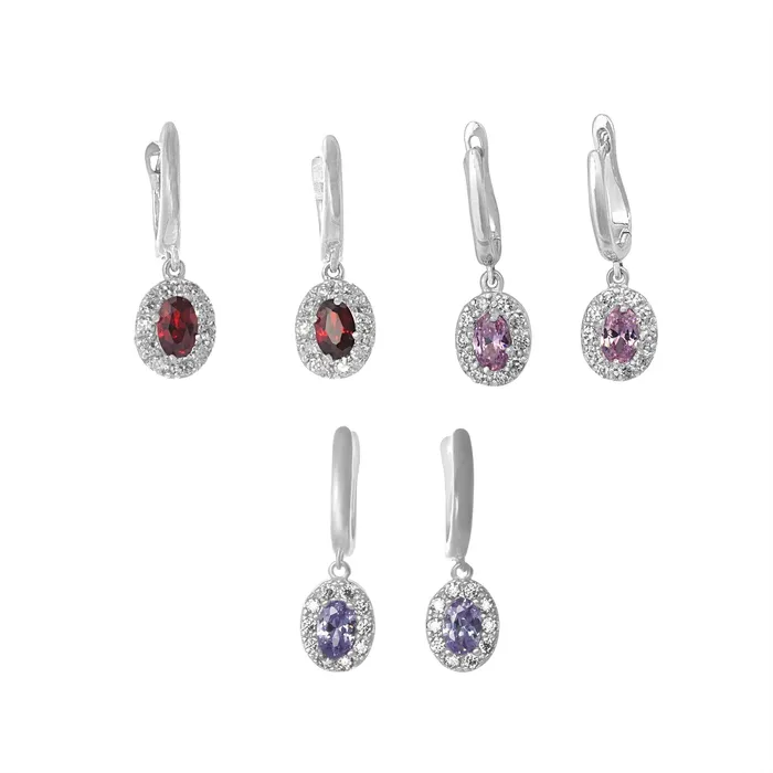 Earrings EZ5010 Callista Oval Cut Leverback CZ Earrings Teeda