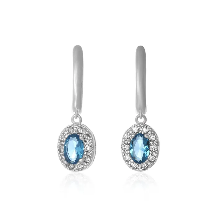 Earrings EZ5010 Callista Oval Cut Leverback CZ Earrings Teeda