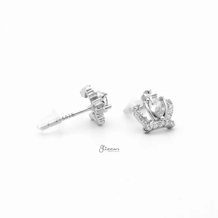 Earrings Glitters Sterling Silver Crown Stud Earrings Silver