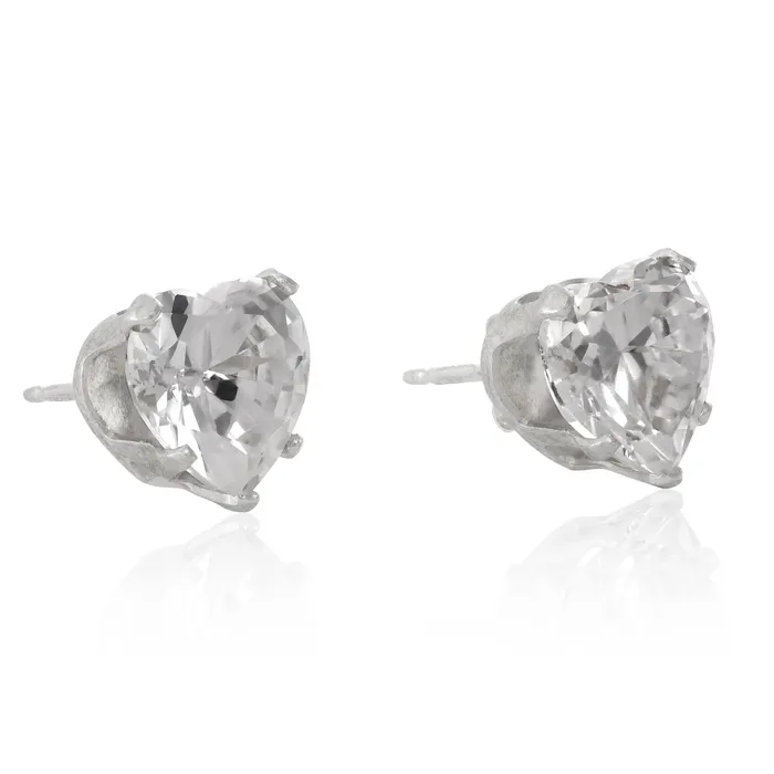 Earrings Teeda EZ2210 Heart CZ Stud Earrings 7mm