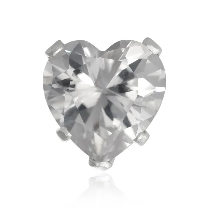 Earrings Teeda EZ2210 Heart CZ Stud Earrings 7mm