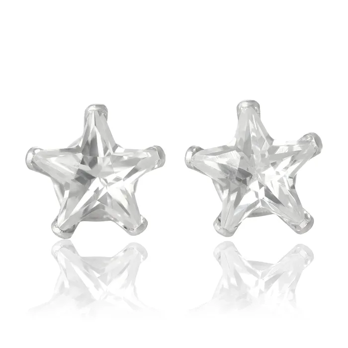 EZ2510 Star CZ Stud Earrings 8mm Teeda Earrings