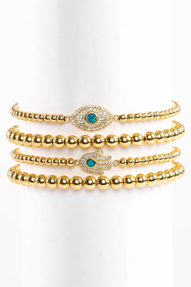 Nura Beaded Bracelet Set Eye Candy LA Bracelets