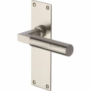 Door Handles On A Backplate |   Bauhaus Low Profile Door Handles – Bau7310Sn Door Handles Door Handles On A Backplate