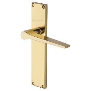 Door Handles On A Backplate |   Gio Door Handles In Polished Brass Finish – Vt8110-Pb Door Handles Door Handles On A Backplate