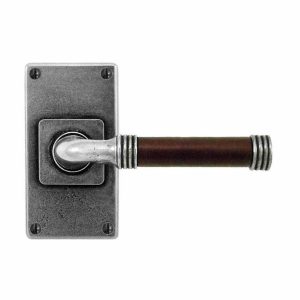 Door Handles On A Backplate |   Jarrow Chocolate Leather Door Handles On A Wide Back Plate – Fd107C Door Handles Door Handles On A Backplate