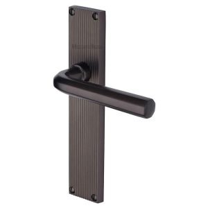 Door Handles On A Backplate |   Octave Reeded Backplate Door Handles In Matt Bronze Finish – Rr3710-Mb-Gp Door Handles Door Handles On A Backplate