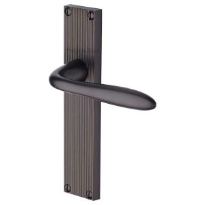 Door Handles On A Backplate |   Sutton Reeded Backplate Door Handles In Matt Bronze Finish – Rr5010-Mb-Gp Door Handles Door Handles On A Backplate