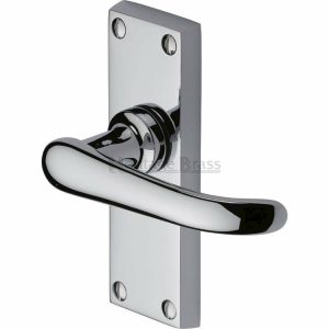 Door Handles On A Backplate |   Windsor Short Plate Latch Door Handle – V710Pc Door Handles Door Handles On A Backplate