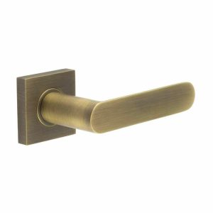 Door Handles On A Rose |   Kensington Door Handle On A Plain Square Rose – Antique Brass – Bur25Ab Bur150Ab Door Handles Door Handles On A Rose