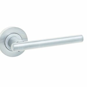 Door Handles On A Rose |   Kontrax Rosetta Door Handle – Satin Chrome- Jv843Sc Door Handles Door Handles On A Rose