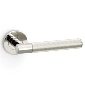 Door Handles On A Rose |   Spitfire Reeded Door Handle On Round Rose – Aw222Pnpvd Door Handles Door Handles On A Rose