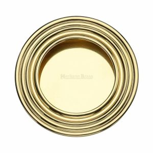 Flush Pull Handles |   Round Reeded Flush Pull In Polished Brass – C1837-Pb Door Handles Flush Pull Handles