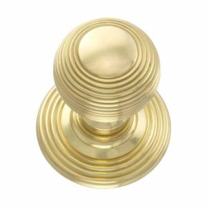 Mortice Door Knobs |   Ripon Round Reeded Door Knob In Polished Brass-Oe50Rmkpb Door Knobs Mortice Door Knobs