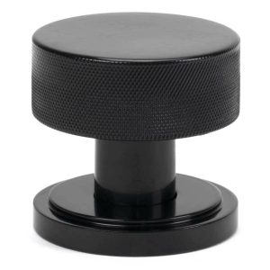 Rim Door Knobs |   Black Brompton Mortice/Rim Knob Set (Art Deco) – 46795 Door Knobs Mortice Door Knobs