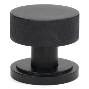 Rim Door Knobs |   Matt Black Brompton Mortice/Rim Knob Set (Art Deco) – 46799 Door Knobs Mortice Door Knobs