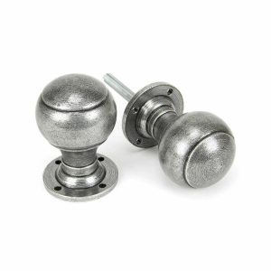 Rim Door Knobs |   Regency Mortice/Rim Door Knob Set In Pewter – 45156 Door Knobs Mortice Door Knobs