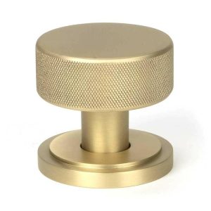 Rim Door Knobs |   Satin Brass Brompton Mortice/Rim Knob Set (Art Deco) – 50909 Door Knobs Mortice Door Knobs